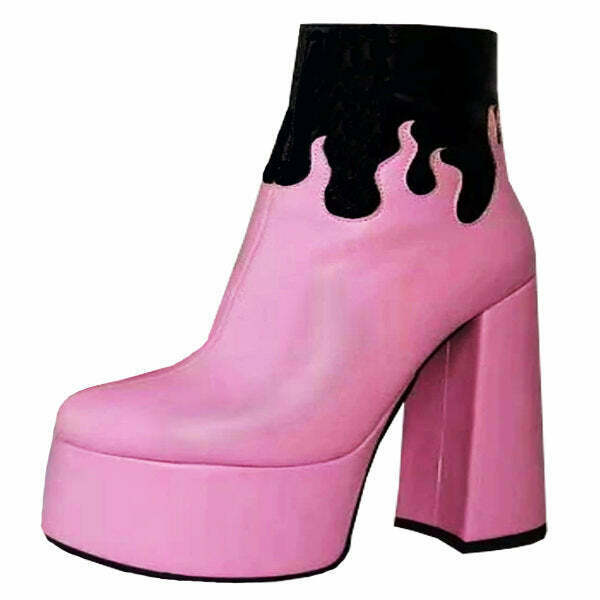 Trendy Bubblegum Pink Split Toe Boots for Y2K Fashion Lovers - Stylish & Chic Footwear