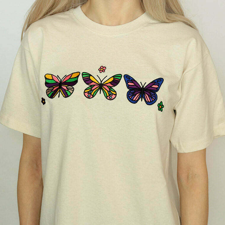 Trendy Butterfly Aesthetic T-Shirt in Soft Cotton Blend - Perfect for Y2K Fashion Lovers