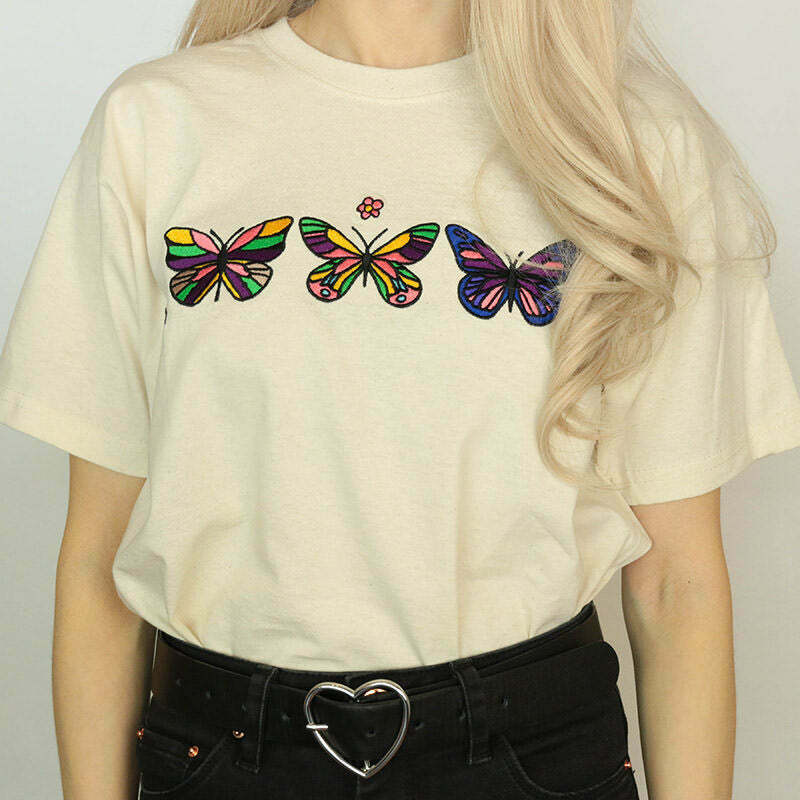 Trendy Butterfly Aesthetic T-Shirt in Soft Cotton Blend - Perfect for Y2K Fashion Lovers