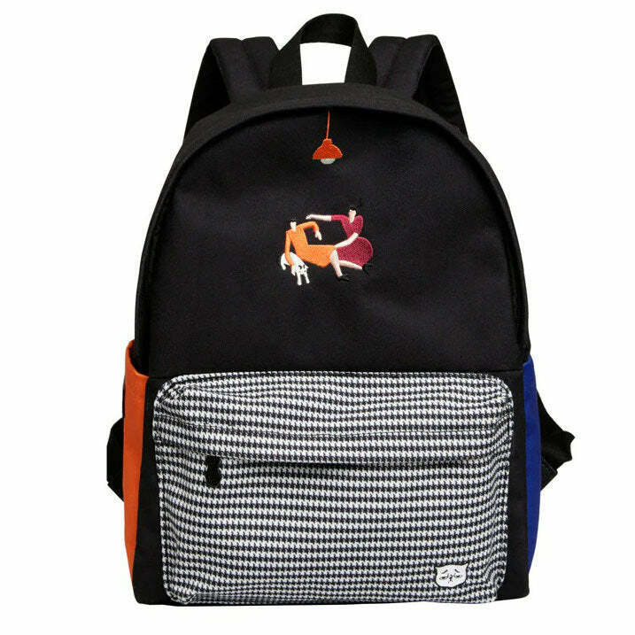 Trendy Cat Ladies Backpack with Embroidered Design - Y2K Style for Cat Lovers