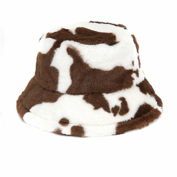 Trendy Cow Print Bucket Hat for Disco Cowgirl Style - Y2K Fashion Essential Accessory