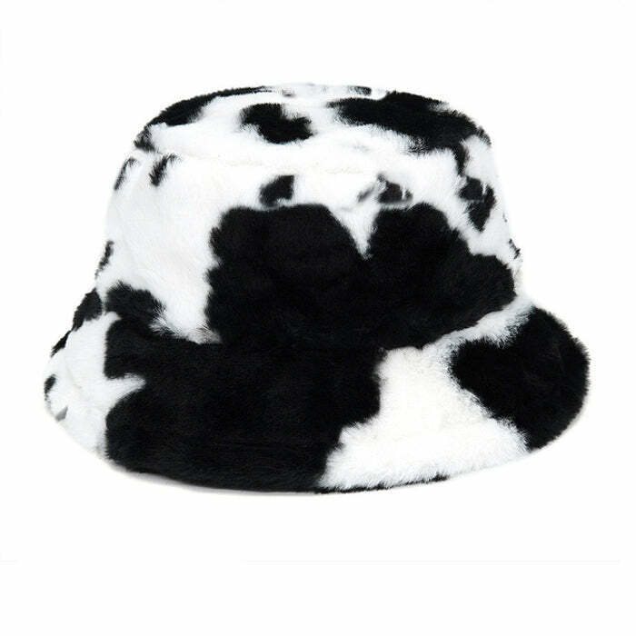 Trendy Cow Print Bucket Hat for Disco Cowgirl Style - Y2K Fashion Essential Accessory