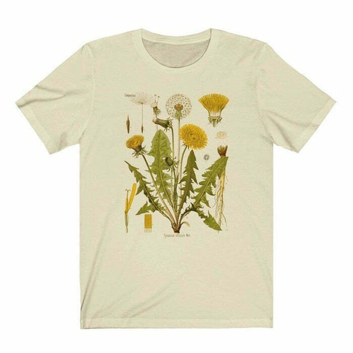 Trendy Dandelion T-Shirt in Soft Cotton-Spandex Blend for Stylish Y2K Fashion Lovers