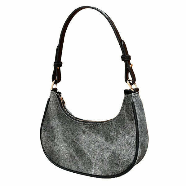 Trendy Dark Washed Hobo Bag - Stylish Y2K Aesthetic for Everyday Fashion Lovers