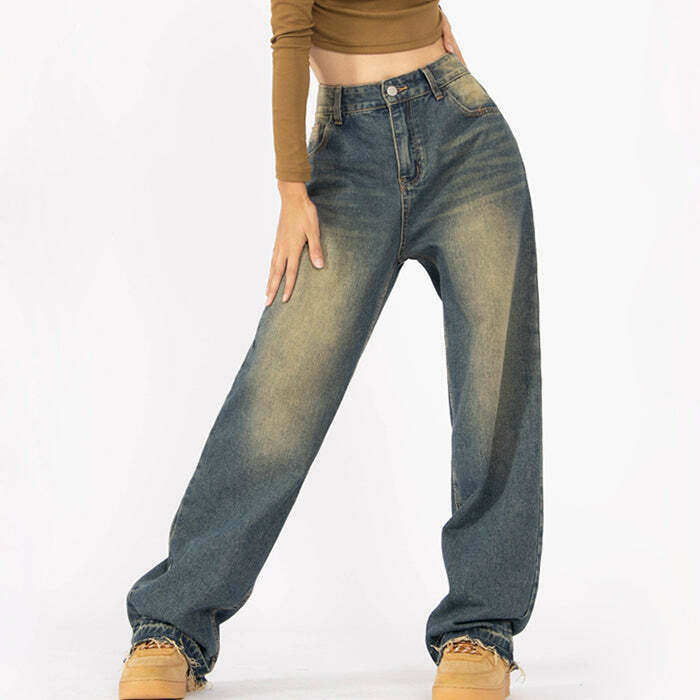 Trendy Fairy Grunge Baggy Jeans with Ripped Details - Y2K Streetwear Style for All