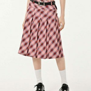 Trendy Good Manners Grey Plaid Kilt Skirt with Drawstring - Y2K Fashion Essential