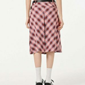 Trendy Good Manners Grey Plaid Kilt Skirt with Drawstring - Y2K Fashion Essential