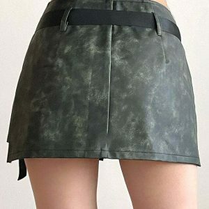 Trendy Grunge Aesthetic Safety Belt Wrap Skirt - Y2K Denim & Cargo Style for Streetwear