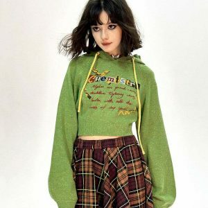 Trendy Grunge Asymmetrical Plaid Skirt - Y2K Streetwear with Drawstring Detail