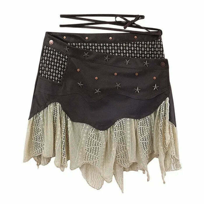 Trendy Grunge Fairy Mini Skirt in Grey - Y2K Bubble Skirt with Drawstring for Streetwear Style