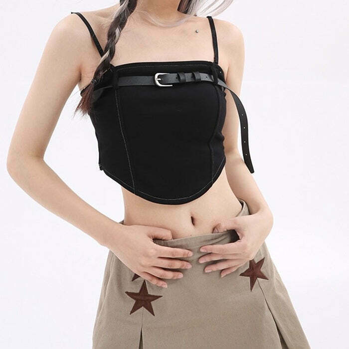 Trendy Grunge Sleaze Tank Top with Bow Tie Detail - Y2K Crop Top for Streetwear Style