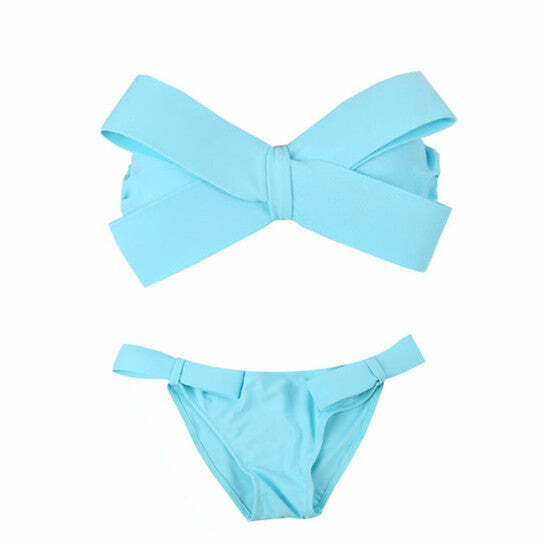 Trendy Grunge Y2K Bandeau Bikini Set with Unique Drawings - Stylish Korean Swimwear