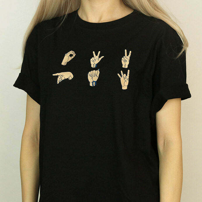 Trendy Hands Embroidered T-Shirt in Soft Cotton Blend - Y2K Vintage Style Essential