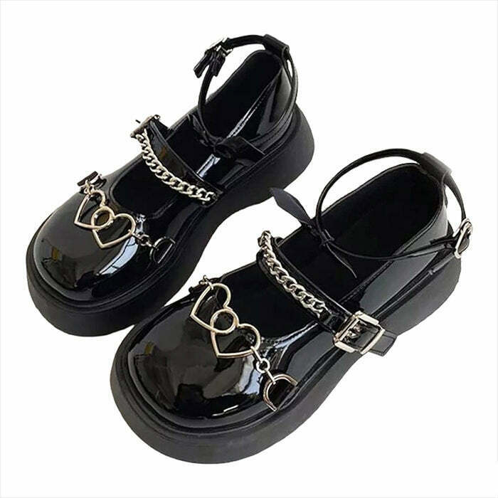 Trendy Heart Chain Chunky Sandals - Stylish Coquette Heart Design for Y2K Fashion Lovers