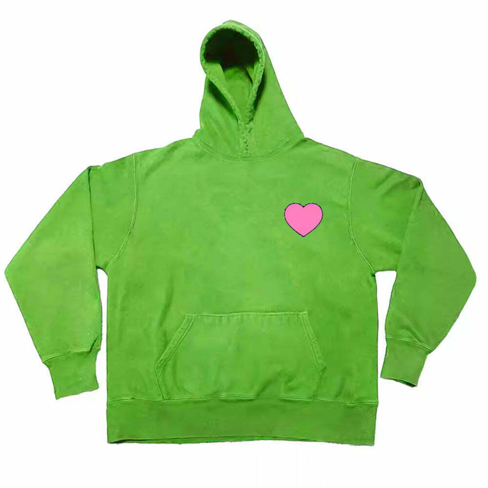 Trendy Heart Print Hoodie in Soft Fabric - Aesthetic Style for Y2K Fashion Lovers