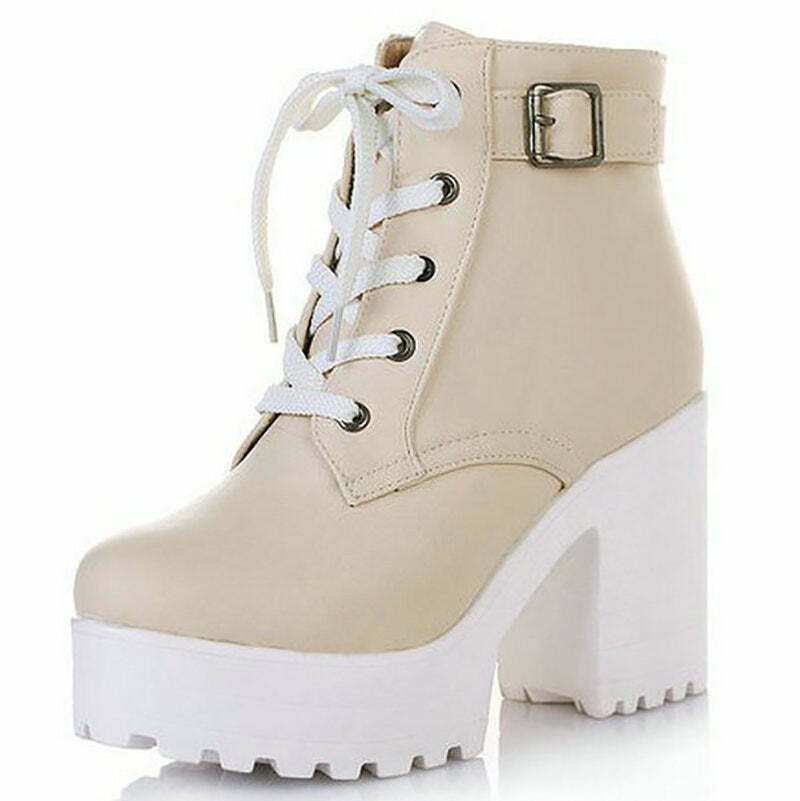 Trendy Heeled Ankle Boots with Split Toe Design - Emo Combat Style in Black and White