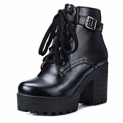 Trendy Heeled Ankle Boots with Split Toe Design - Emo Combat Style in Black and White