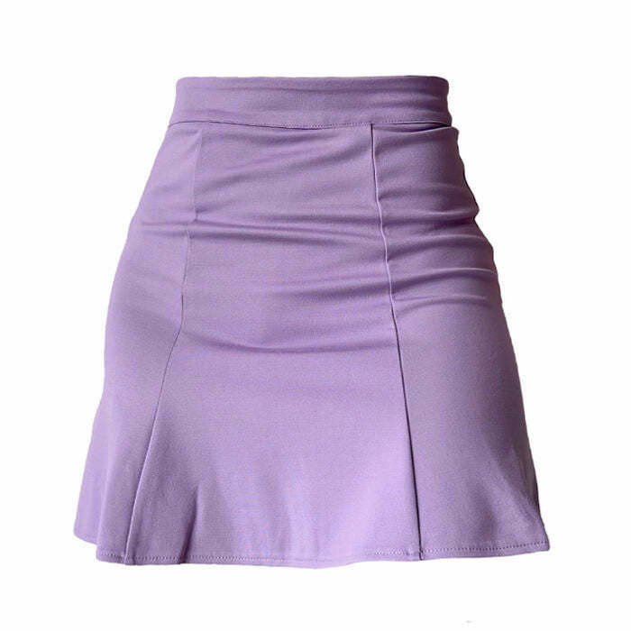 Trendy Lavender Ruched Drawstring Skirt - Y2K Bubble Style for Effortless Chic Looks