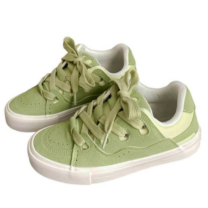 Trendy Light Green Heart Sneakers with Stylish Design for Y2K Fashion Enthusiasts