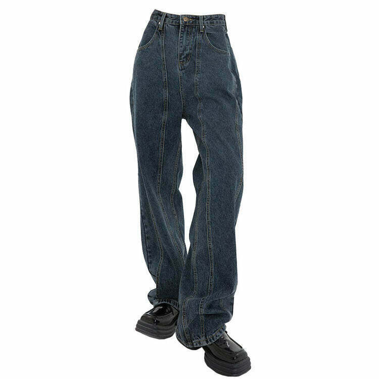 Trendy Mercury Rising Wide Jeans with Star Patch and Ripped Details for Y2K Style