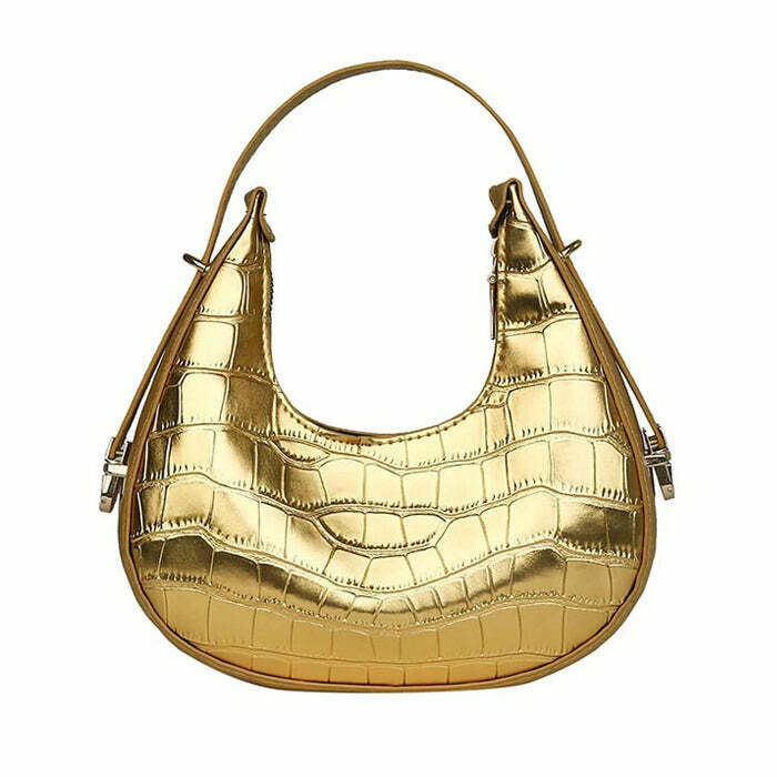 Trendy Metallic Aesthetic Hobo Bag - Stylish Y2K-Inspired Design for Fashion Lovers