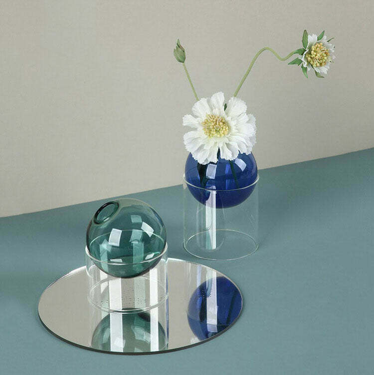 Trendy Mini Spherical Glass Vase - Chic Y2K Decor for Stylish Home Aesthetics