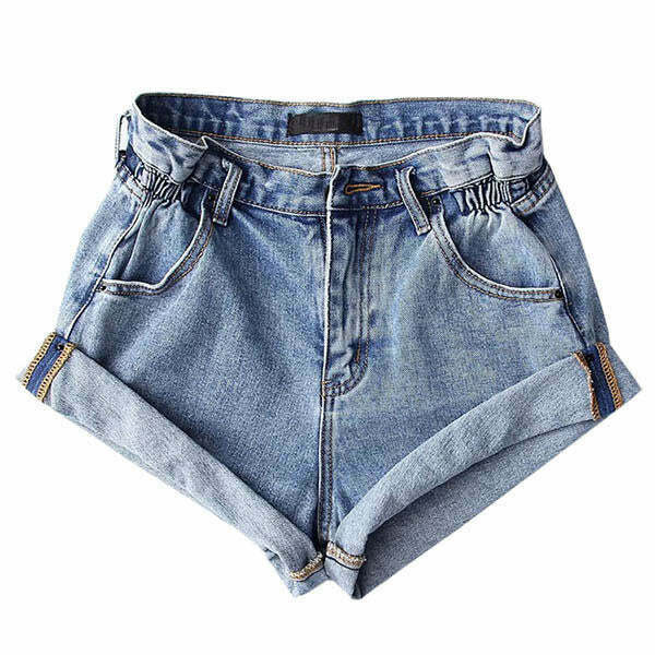 Trendy Patchwork Denim Summer Shorts with Rhinestone Fringe for Y2K Aesthetic Style