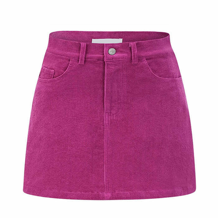 Trendy Pink Corduroy Mini Skirt with Drawstring - Y2K Fashion Essential for Stylish Looks