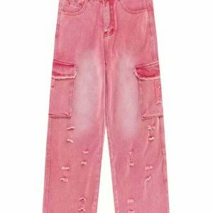 Trendy Pink Rebel Cargo Jeans for a Stylish Y2K Look - Versatile and Comfortable Fit