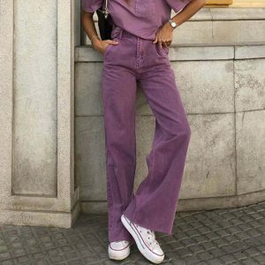 Trendy Purple Aesthetic High Waisted Jeans for Y2K Fashion Lovers - 2024 Style