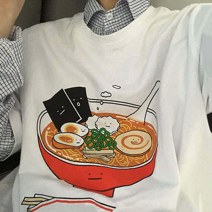 Trendy Ramen Noodles Tee in Retro Y2K Aesthetic - Perfect for Preppy and Cyber Styles