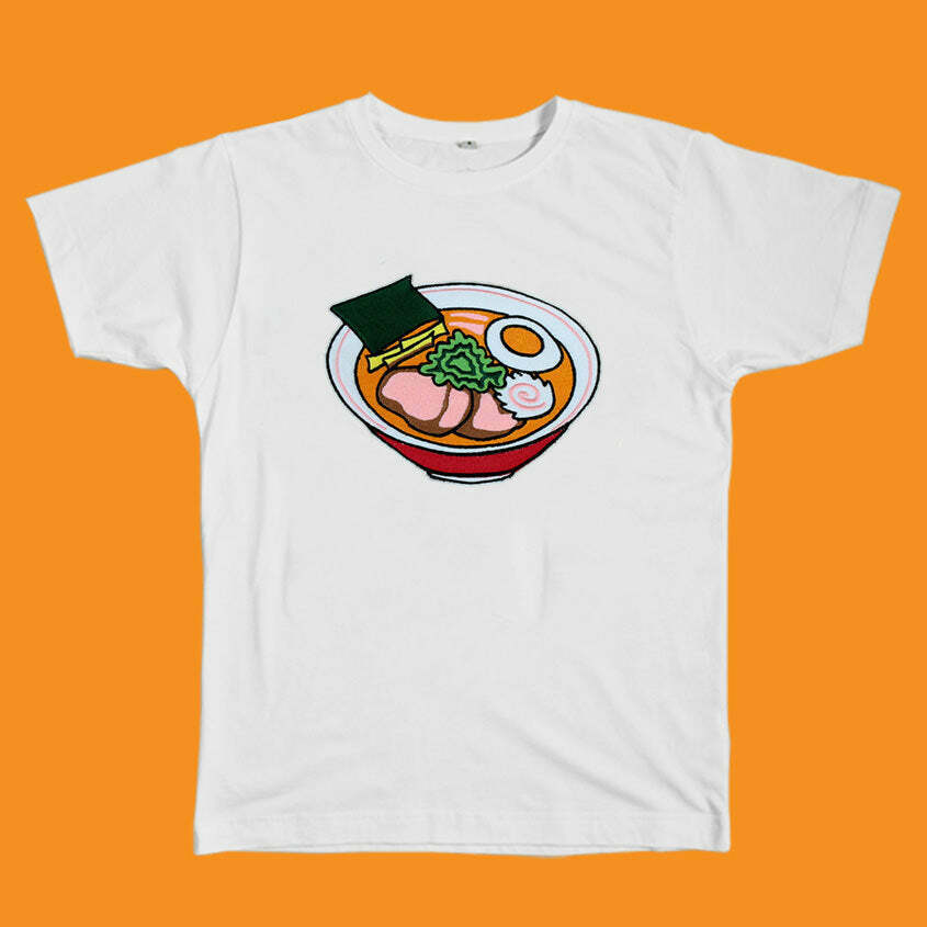 Trendy Ramen Tee - Y2K Style T-Shirt in Soft 95% Cotton & 5% Spandex for Ultimate Comfort