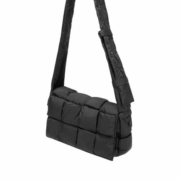 Trendy Rectangular Padded Crossbody Bag - Stylish Y2K Aesthetic for Everyday Use