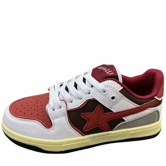 Trendy Red & Grey Shooting Star Sneakers for a Stylish Y2K Aesthetic and Comfort