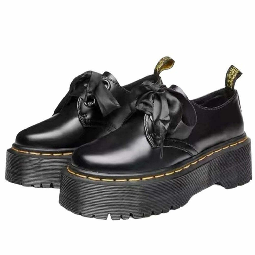 Trendy Ribbon-Laced Chunky Platform Boots - Emo Combat Style with Split Toe Design