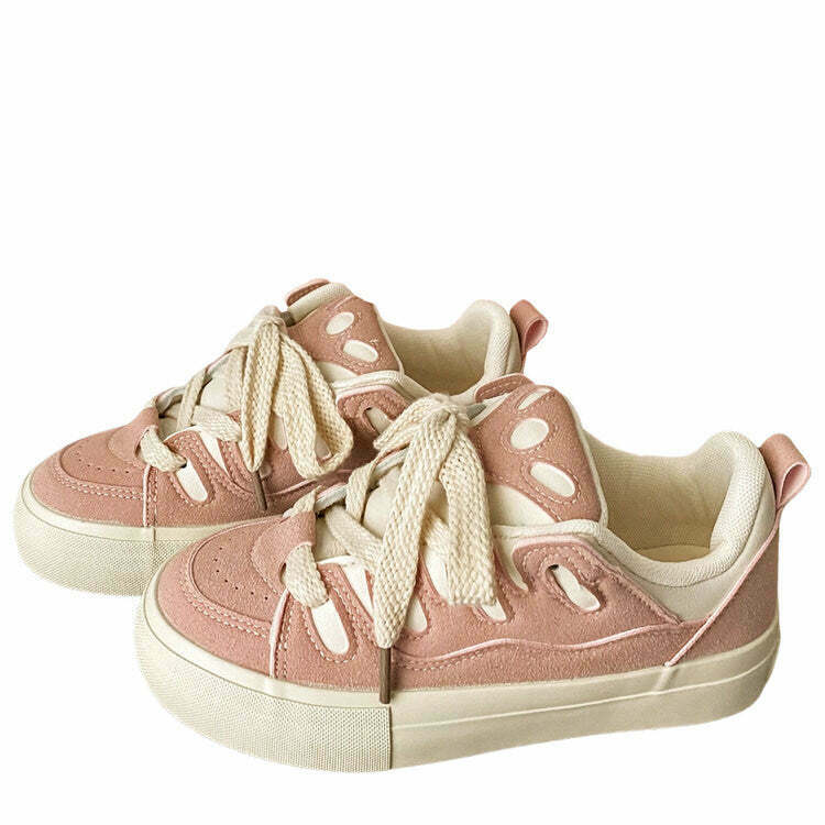 Trendy Skater Girl Pink Sneakers for a Chic Downtown Look - Y2K Fashion Essential