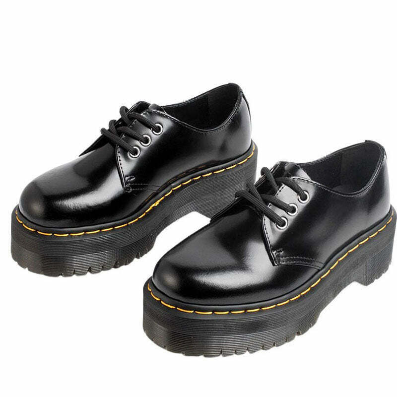 Trendy Skippin' School Platform Boots - Black and White Tabi Split Toe Emo Combat Style