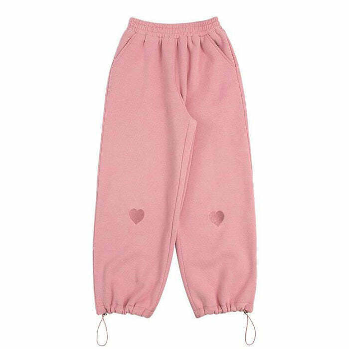 Trendy Soft Girl Heart Joggers for a Cozy Look - Perfect for Downtown and Baddie Styles