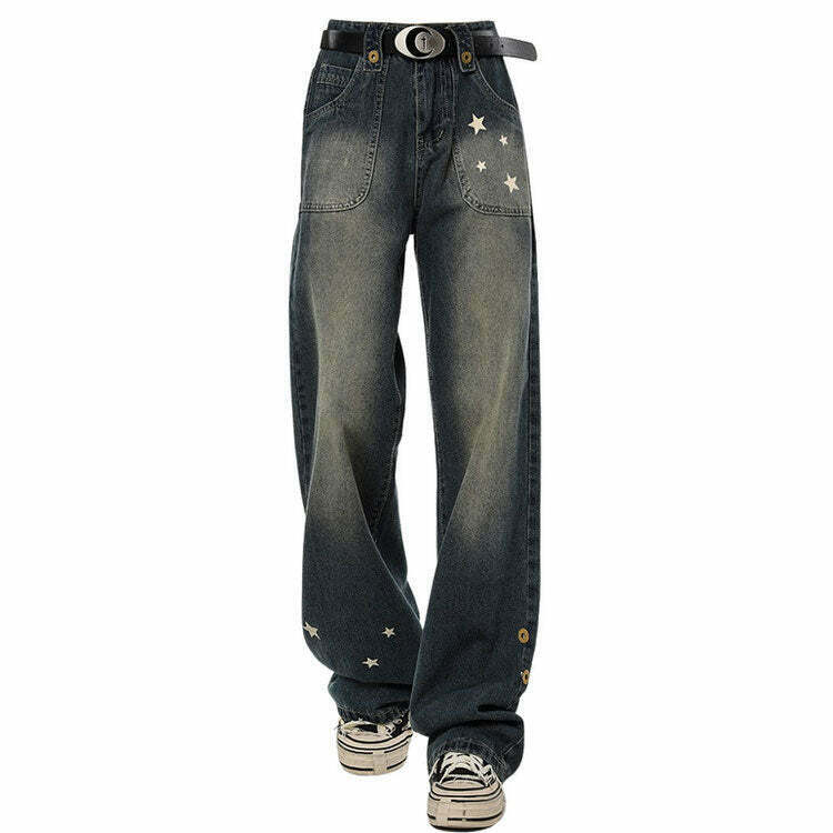 Trendy Star Child Wide Leg Jeans - Y2K Inspired, Stylish and Comfortable Fit