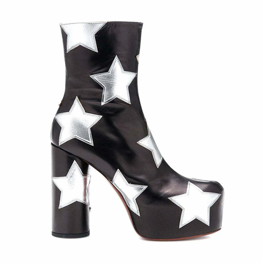 Trendy Star Platform Boots with Chunky Sole for Y2K Fashion Enthusiasts