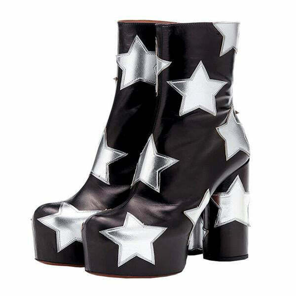 Trendy Star Platform Boots with Chunky Sole for Y2K Fashion Enthusiasts