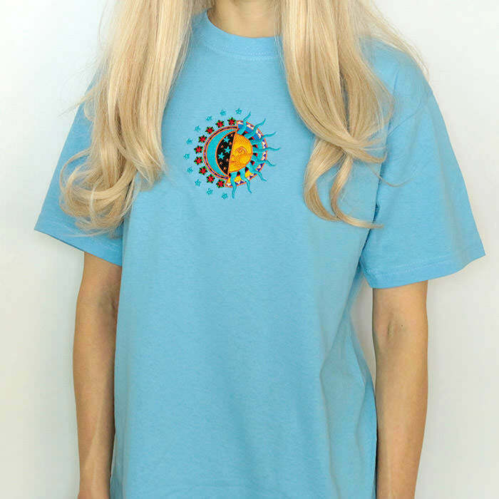 Trendy Sun & Moon T-Shirt in Soft Cotton-Spandex Blend for Y2K Fashion Lovers