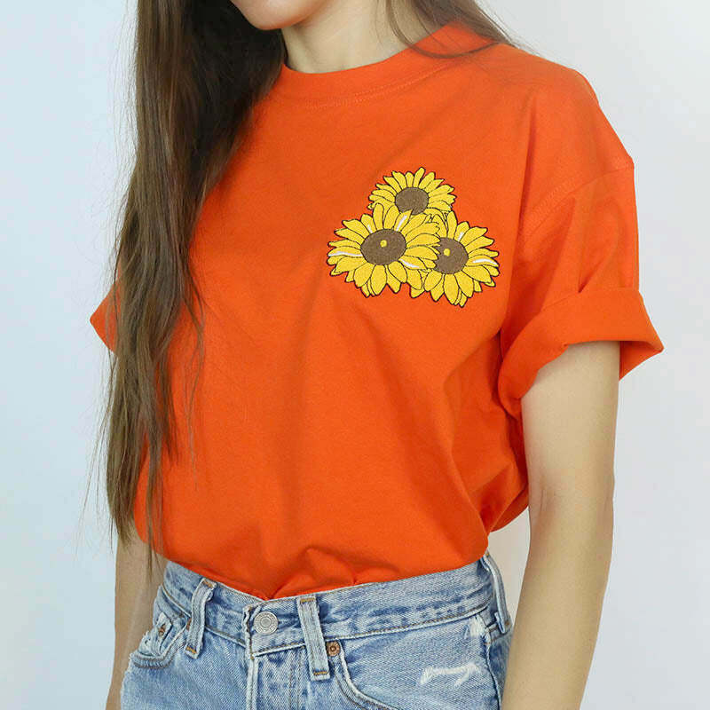 Trendy Sunflower T-Shirt in Soft Cotton Blend - Y2K Fashion Essential for Summer Styles