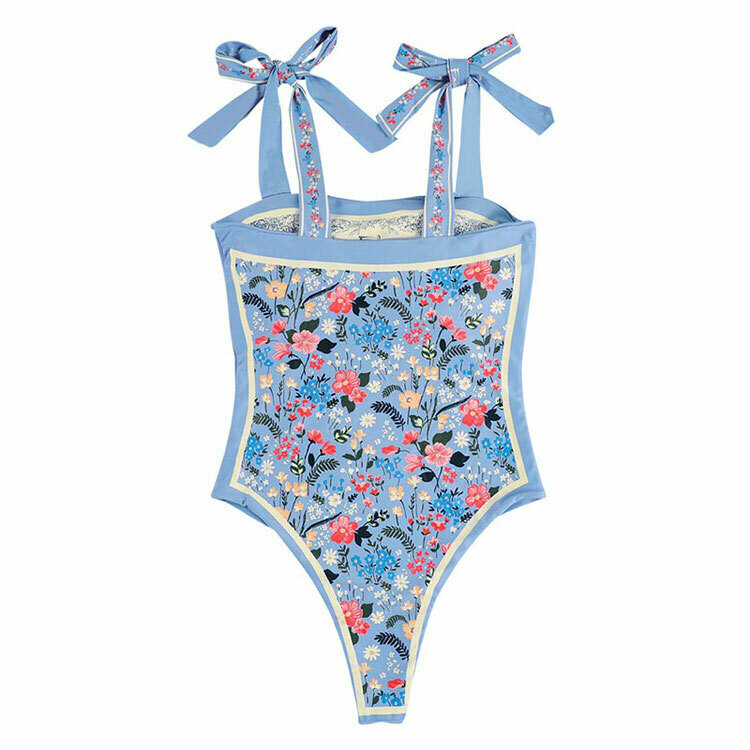 Trendy Tie Strap Reversible Blue Swimsuit for Y2K Style Lovers - Perfect for Summer Fun!