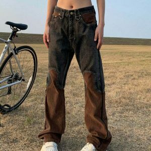 Trendy Wild West Wide Leg Jeans for a Chic Y2K Look - Stylish and Comfortable Fit