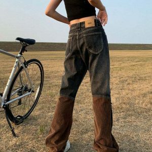 Trendy Wild West Wide Leg Jeans for a Chic Y2K Look - Stylish and Comfortable Fit