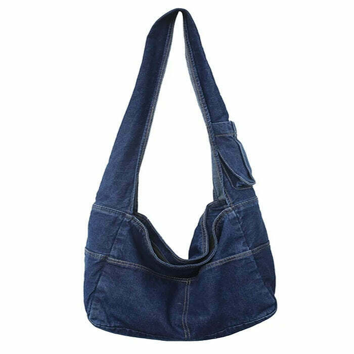 Trendy Y2K 90's Denim Shoulder Bag - Stylish Vintage-Inspired Accessory for Every Outfit