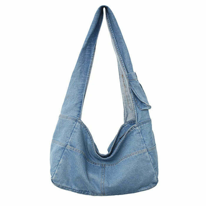 Trendy Y2K 90's Denim Shoulder Bag - Stylish Vintage-Inspired Accessory for Every Outfit