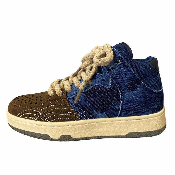 Trendy Y2K Aesthetic Denim Sneakers with Retro Style and Comfortable Fit for Everyday Wear