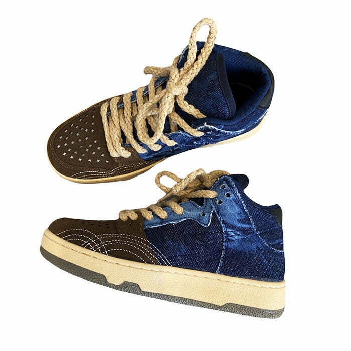 Trendy Y2K Aesthetic Denim Sneakers with Retro Style and Comfortable Fit for Everyday Wear